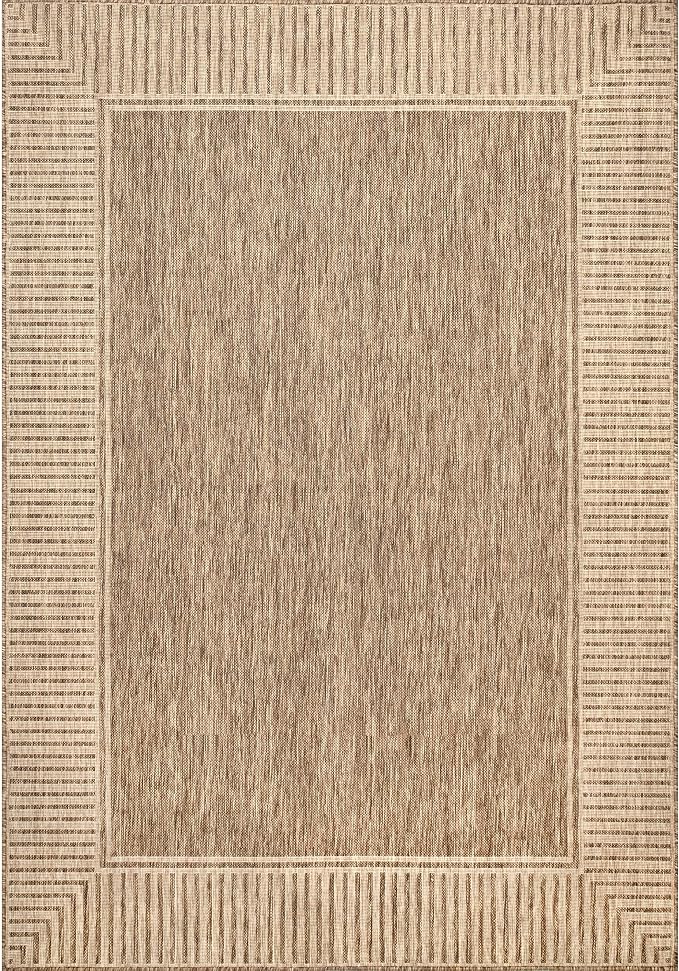 nuLOOM Asha Light Brown Bordered Indoor/Outdoor Area Rug, 4' x 6'
