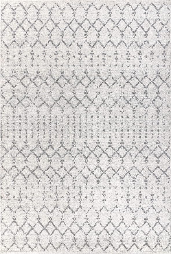 JONATHAN Y Boho Vintage Diamond Cream/Gray Indoor Area Rug 9X12 ft, Moroccan Hype for Living Room, Bedroom, Kitchen, Office, Easy-Cleaning, High Traffic, Pet-Friendly, Non-Shedding (MOH101B-9)