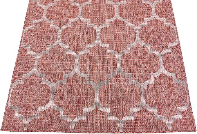 Unique Loom Outdoor Trellis Collection Area Rug (4' 1" x 6' 1" Rectangle, Rust Red/ Ivory)