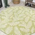 JONATHAN Y Palm Frond Indoor Outdoor Round Area Rug 5 Ft Green/Cream, Nevis for Backyard, Patio, Porch, Easy-Cleaning, High Traffic, Pet-Friendly, Non-Shedding (SMB119D-5R)
