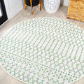 JONATHAN Y Moroccan Geometric Indoor Outdoor Round Area Rug 5 Ft Green/Ivory, Ourika Textured Weave for Backyard, Patio, Porch, Easy-Cleaning, High Traffic, Pet-Friendly, Non-Shedding (SMB108R-5R)