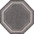 Unique Loom Outdoor Border Collection Area Rug - Soft Border (7' 10" Octagon, Black/ Ivory)