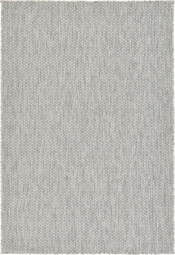 Unique Loom Collection Casual Transitional Solid Heathered Indoor/Outdoor Flatweave Area Rug (4' 1" x 6' 1" Rectangle, Light Gray/Ivory)