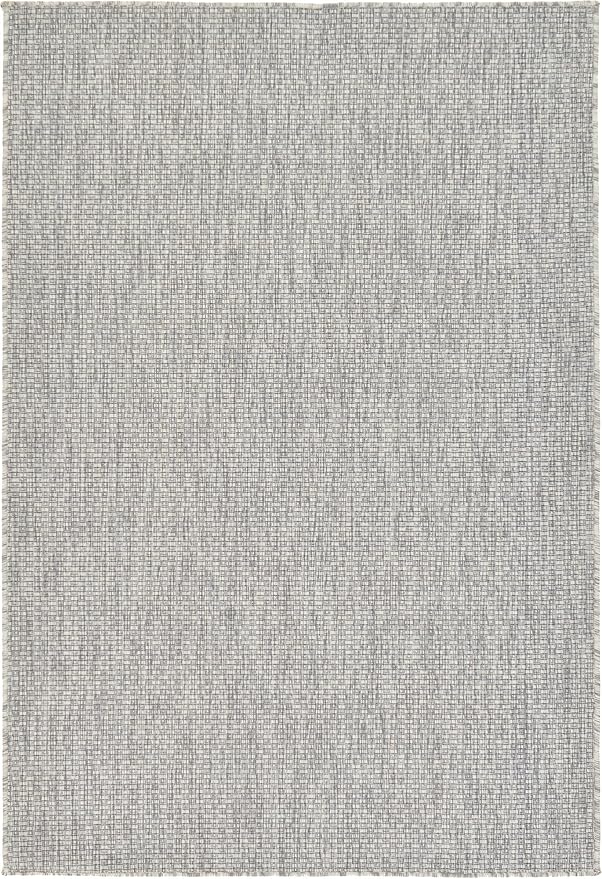 Unique Loom Collection Casual Transitional Solid Heathered Indoor/Outdoor Flatweave Area Rug (4' 1" x 6' 1" Rectangle, Light Gray/Ivory)