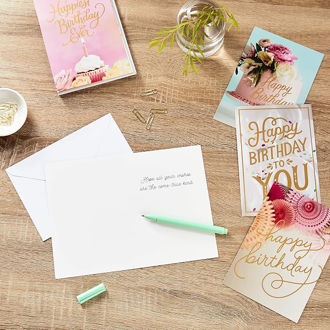 Hallmark Birthday Cards Assortment, 24 Cards with Envelopes (Rainbow Lettering, Best Day Ever) & Birthday Cards Assortment, Balloons, Cake, Flowers (12 Cards with Envelopes)