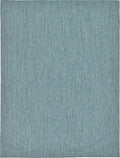 Unique Loom Collection Casual Transitional Solid Heathered Indoor/Outdoor Flatweave Area Rug (9' x 12' Rectangle, Teal/Navy Blue)
