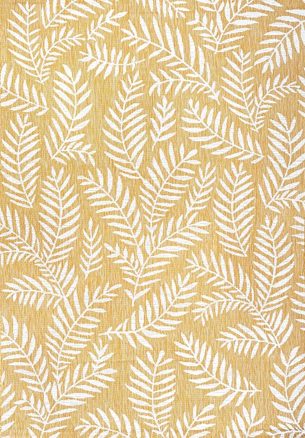 JONATHAN Y Palm Frond Indoor Outdoor Area Rug 3X5 Yellow/Cream, Nevis for Backyard, Patio, Porch, Easy-Cleaning, High Traffic, Pet-Friendly, Non-Shedding (SMB119C-3)