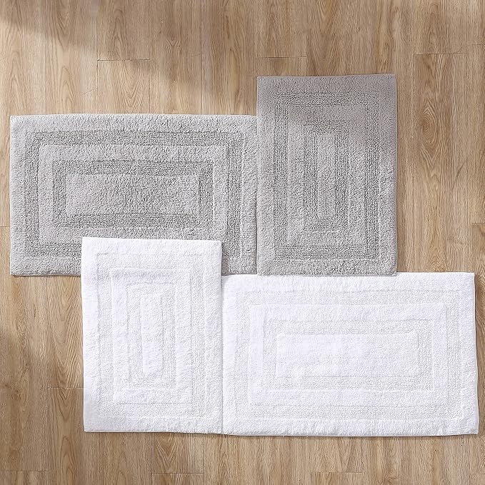 Nautica - Bath Rugs, Reversible Tufted Cotton Bath Mat, Soft & Absorbent, Oeko-Tex Certified (Micellar Solid White, 2-Piece)