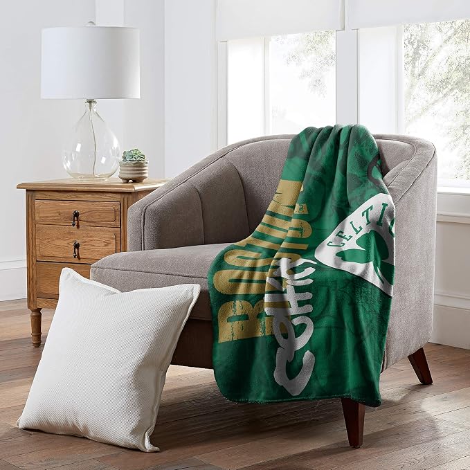 Northwest NBA Boston Celtics Unisex Fleece Throw Blanket, 50 x 60 Inches, Hard Knocks Design, Soft and Cozy Sports Fan Blanket
