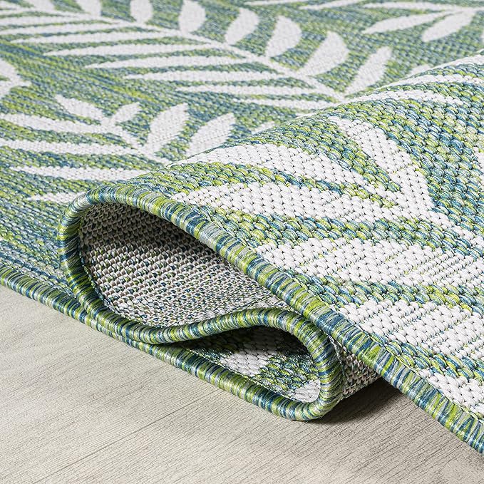 JONATHAN Y Palm Frond Indoor Outdoor Area Rug 4X6 Cream/Green, Nevis for Backyard, Patio, Porch, Easy-Cleaning, High Traffic, Pet-Friendly, Non-Shedding (SMB119G-4)