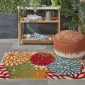 Nourison Home Aloha Indoor/Outdoor Green 2'8" x 4' Area Rug, Tropical, Botanical, Easy Clean, Non Shedding, Bed Room, Living Room, Dining Room, Deck, Backyard, Patio (3x4)