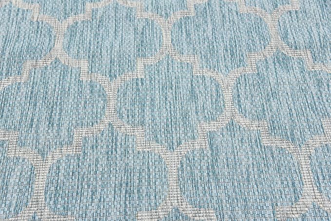 Unique Loom Outdoor Trellis Collection Area Rug (4' 1" x 6' 1" Rectangle, Aquamarine/ Gray)