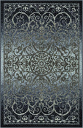 Maples Rugs Pelham Vintage Medallion Area Rugs - Made in USA - Washable, Non-Slip, Low Profile Indoor Rug for Entryway, Foyer, Kitchen, and Bathroom, 2'6 x 3'10, Navy/Grey