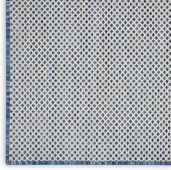 Nourison Home Courtyard Ivory Blue 6' x 9' Area Rug - Easy Clean, Non Shedding, Bed Room, Living Room, Dining Room, Kitchen (6' x 9')