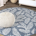JONATHAN Y Palm Frond Indoor Outdoor Round Area Rug 6 Ft Navy/Ivory, Nevis for Backyard, Patio, Porch, Easy-Cleaning, High Traffic, Pet-Friendly, Non-Shedding (SMB119B-6R)