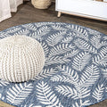 JONATHAN Y Palm Frond Indoor Outdoor Round Area Rug 8 Ft Navy/Ivory, Nevis for Backyard, Patio, Porch, Easy-Cleaning, High Traffic, Pet-Friendly, Non-Shedding (SMB119B-8R)