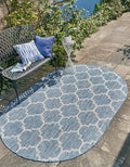 Unique Loom Outdoor Trellis Collection Area Rug - Trellis (Oval 7' 10" x 10' 0", Navy Blue/ Ivory)