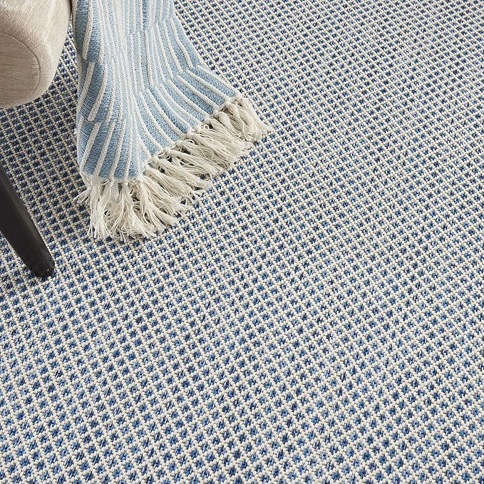 Nourison Home Courtyard Ivory Blue 6' x 9' Area Rug - Easy Clean, Non Shedding, Bed Room, Living Room, Dining Room, Kitchen (6' x 9')