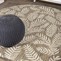 JONATHAN Y Palm Frond Indoor Outdoor Round Area Rug 4 Ft Brown/Beige, Nevis for Backyard, Patio, Porch, Easy-Cleaning, High Traffic, Pet-Friendly, Non-Shedding (SMB119A-4R)