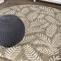JONATHAN Y Palm Frond Indoor Outdoor Round Area Rug 6 Ft Brown/Beige, Nevis for Backyard, Patio, Porch, Easy-Cleaning, High Traffic, Pet-Friendly, Non-Shedding (SMB119A-6R)