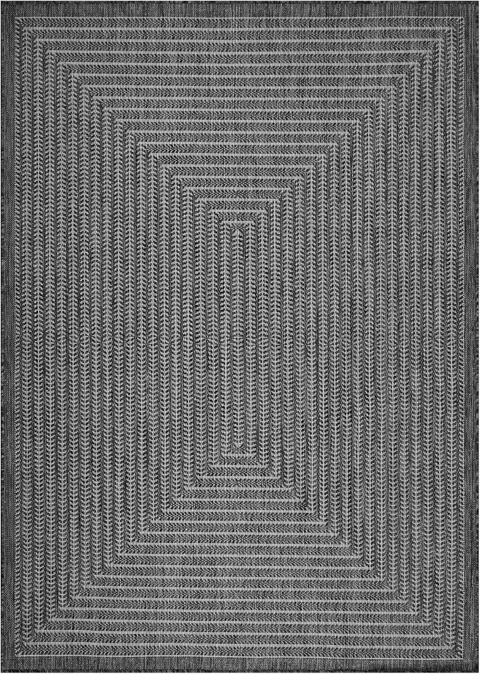 Adiva Rugs Outdoor Indoor Area Rug, Weather Resistant, Easy to Clean, Stain Resistant Floor Mat for Dining Room, Backyard, Deck, Patio (Pebble Weiss, 6' x 9')