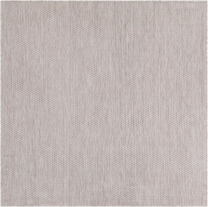 Unique Loom Outdoor Solid Collection Area Rug (6' 1" Square Beige/Ivory)