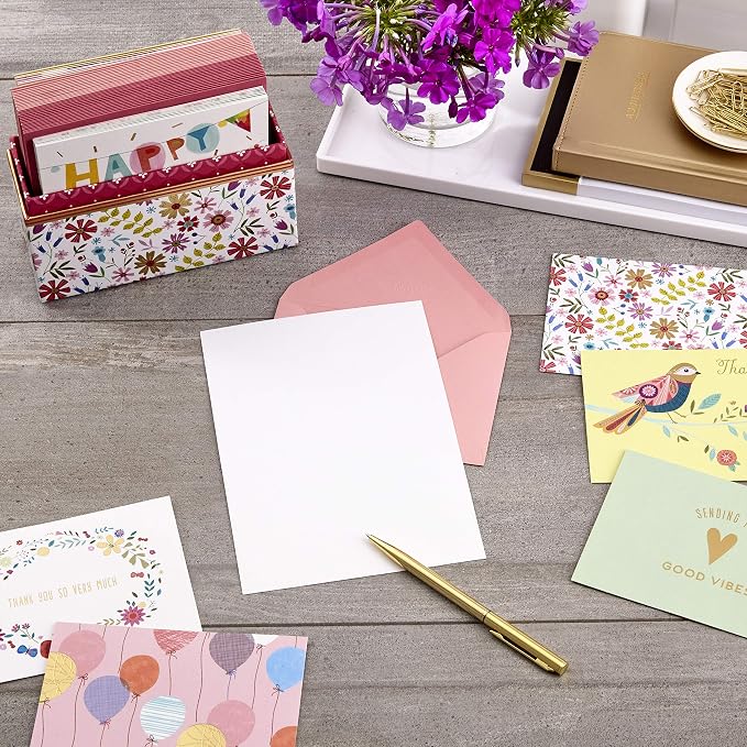 Hallmark Pack of 30 Assorted Boxed Greeting Cards, Good Vibes—Birthday, Thinking of You, Thank You, Blank Cards & Birthday Cards Assortment, 20 Cards with Envelopes