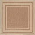 SAFAVIEH Courtyard Outdoor Square Rug 5'3", Dark Beige & Beige CY8475-39321