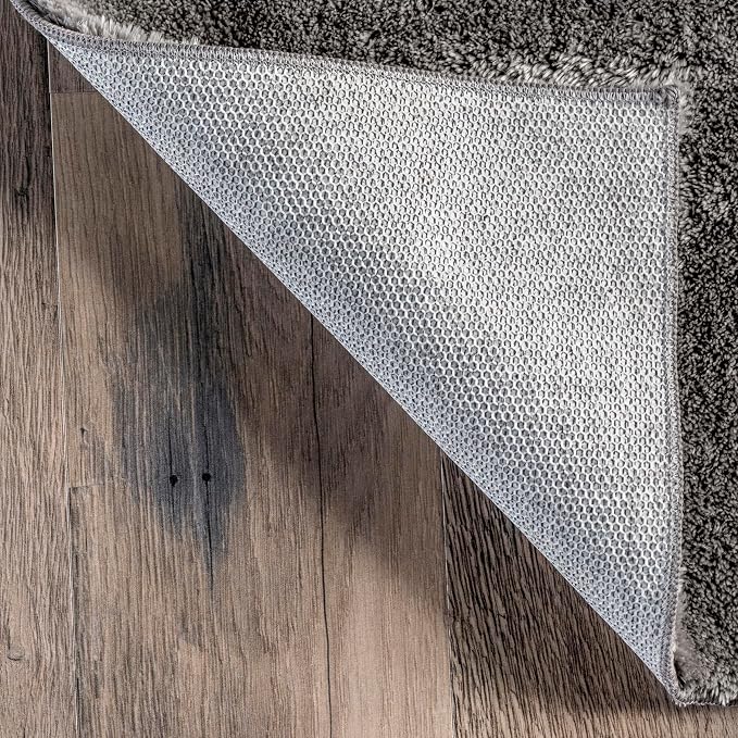 nuLOOM Loni Dark Grey Solid Washable Runner Rug, 2' x 8'