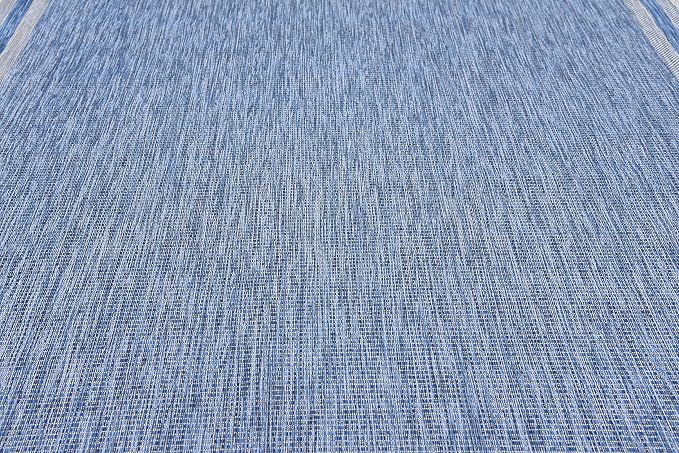 Unique Loom Outdoor Border Collection Area Rug - Soft Border (8' x 11' 4" Rectangle, Blue/ Ivory)