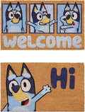 Gertmenian Bluey Coir Doormat - 2x3 Welcome Mat (2-Pack), Ideal for High Traffic Areas in Front Door, Garage, Entryway - Hi/Bluey Patch, 80072