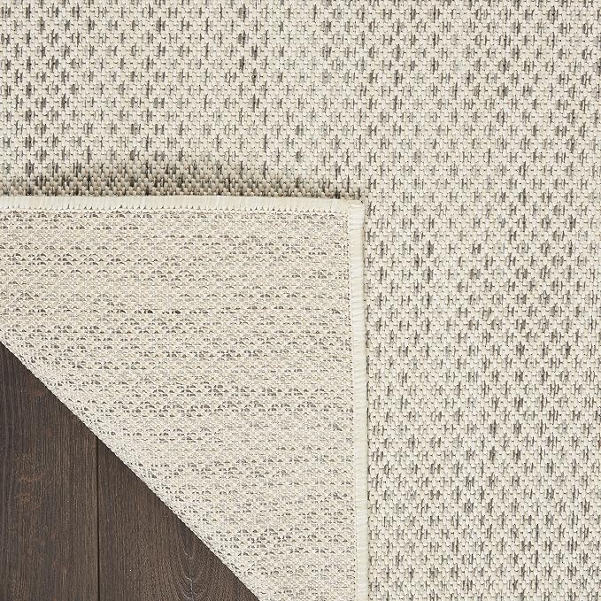 Nourison Home Courtyard Ivory Silver 9' x 12' Area Rug - Easy Clean, Non Shedding, Bed Room, Living Room, Dining Room, Kitchen (9' x 12')