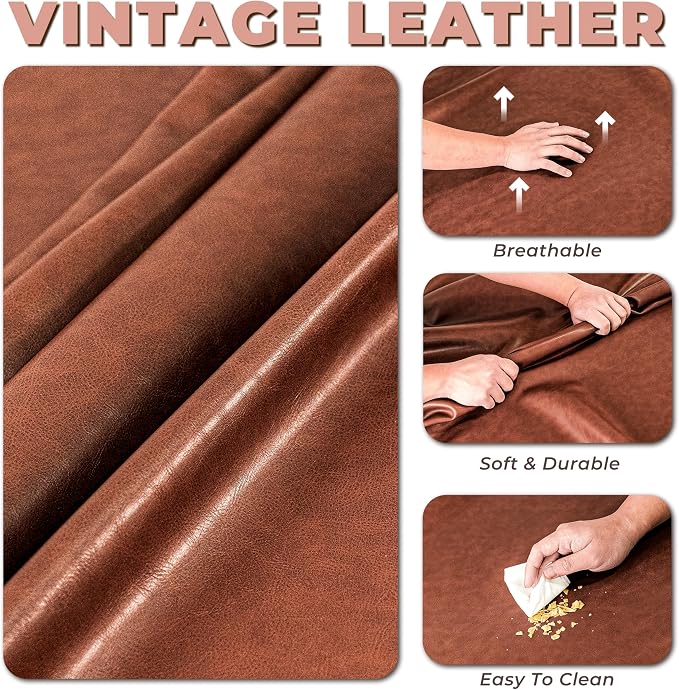 Large Leather Dog Sofa Pet Bed Couch for Large and Medium Dogs Under 70 lbs, Brown Luxurious Vintage Elevated Dog Sofa Chaise Indoor Furniture Style Pet Supplies Low Maintenance