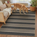 PureCozy Striped Easy Jute Rug 3x5 Black Entryway Carpet Washable Non Slip Office Door Mat Farmhouse Neutral Non Shedding Small Indoor Outdoor Rug for Bathroom Kitchen Bedroom Living Room