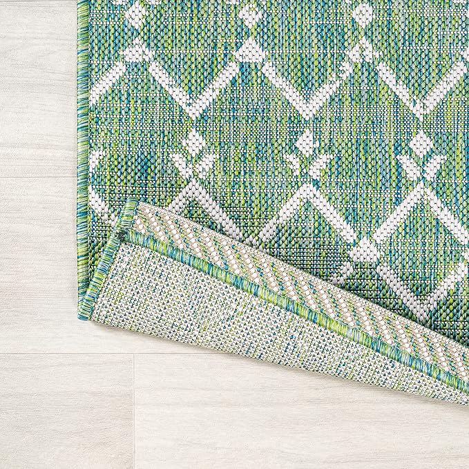 JONATHAN Y Moroccan Geometric Indoor Outdoor Round Area Rug 5 Ft Green/Cream, Ourika Textured Weave for Backyard, Patio, Porch, Easy-Cleaning, High Traffic, Pet-Friendly, Non-Shedding (SMB108L-5R)