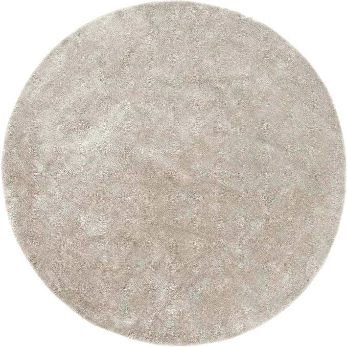 nuLOOM Loni Beige Solid Washable Area Rug, 6' Round