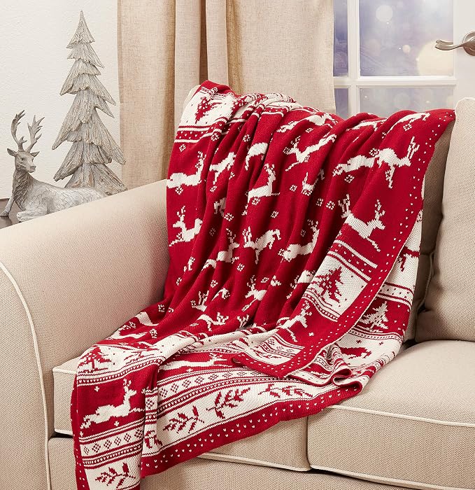 SARO LIFESTYLE Christmas Knit Throw Blanket