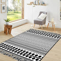 IOHOUZE Black Boho Area Rug - 4'x6' Cotton Woven Indoor Outdoor Doormat, Black White Runners for Hallways, Machine Washable Runner Rug for Kitchen Bedroom Living Room Laundry Entryway