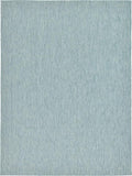 Unique Loom Collection Casual Transitional Solid Heathered Indoor/Outdoor Flatweave Area Rug (9' x 12' Rectangle, Aquamarine/Ivory)