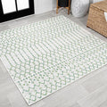 JONATHAN Y Moroccan Geometric Indoor Outdoor Square Area Rug 5X5 Green/Ivory, Ourika Textured Weave for Backyard, Patio, Porch, Easy-Cleaning, High Traffic, Pet-Friendly, Non-Shedding (SMB108R-5SQ)