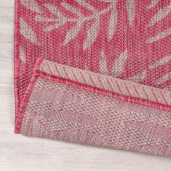 JONATHAN Y Palm Frond Indoor Outdoor Area Rug 9X12 Fuchsia/Light Gray, Nevis for Backyard, Patio, Porch, Easy-Cleaning, High Traffic, Pet-Friendly, Non-Shedding (SMB119F-9)
