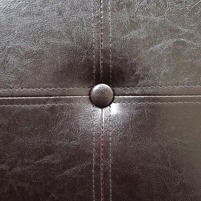 Homepop Home Decor | Button Tufted Leatherette Pet Bed & Bench | Faux Leather Pet Bed | Decorative Pet Furniture (Brown) 38" x 18" x 18"