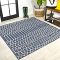JONATHAN Y Moroccan Geometric Indoor Outdoor Square Area Rug 3X3 Navy/Beige, Ourika Textured Weave for Backyard, Patio, Porch, Easy-Cleaning, High Traffic, Pet-Friendly, Non-Shedding (SMB108K-3SQ)