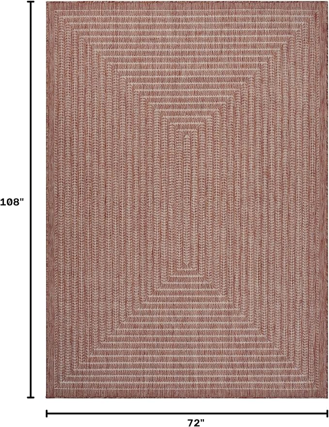 Adiva Rugs Outdoor Indoor Area Rug, Weather Resistant, Easy to Clean, Stain Resistant Floor Mat for Dining Room, Backyard, Deck, Patio (Copper Weiss, 6' x 9')