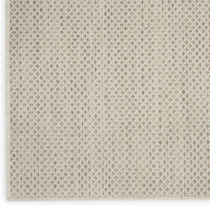 Nourison Home Courtyard Ivory Silver 7' x 10' Area Rug - Easy Clean, Non Shedding, Bed Room, Living Room, Dining Room, Kitchen (7' x 10')