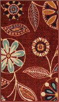 Maples Rugs Reggie Floral Kitchen Rug - Made in USA - Washable, Non Slip Indoor Carpet for Entryway, Foyer, Kitchen, and Bathroom, 1'8 x 2'10, Merlot