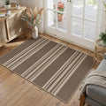 PureCozy Striped Easy Jute Rug 2x3 Brown Entryway Carpet Washable Non Slip Door Mat Farmhouse Neutral Non Shedding Entry Small Indoor Outdoor Rug for Kitchen Bedroom Mudroom Bathroom