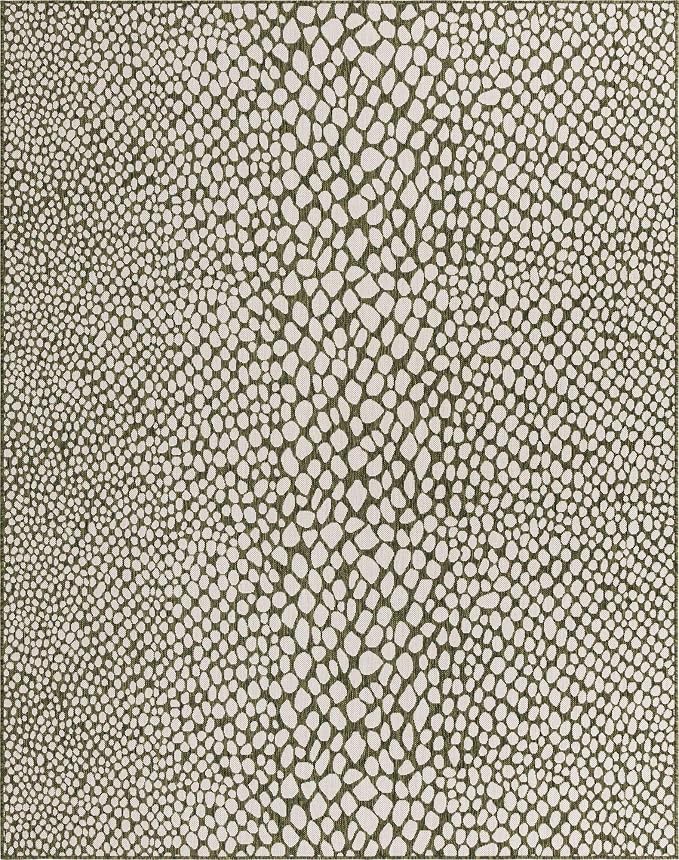 Unique Loom Jill Zarin Outdoor Collection Area Rug - Cape Town (7' 10" x 10' Rectangle, Green/ Ivory)
