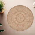 Craft Trade Handwoven Jute Area Rug 3 feet Round Vintage Braided Reversible Farmhouse Rug - Natural, Handmade Boho Charm Eco Friendly Rugs for Bedroom,Kitchen,Living Room-36X36 Inche