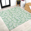 JONATHAN Y Palm Frond Indoor Outdoor Square Area Rug 5X5 Cream/Green, Nevis for Backyard, Patio, Porch, Easy-Cleaning, High Traffic, Pet-Friendly, Non-Shedding (SMB119G-5SQ)